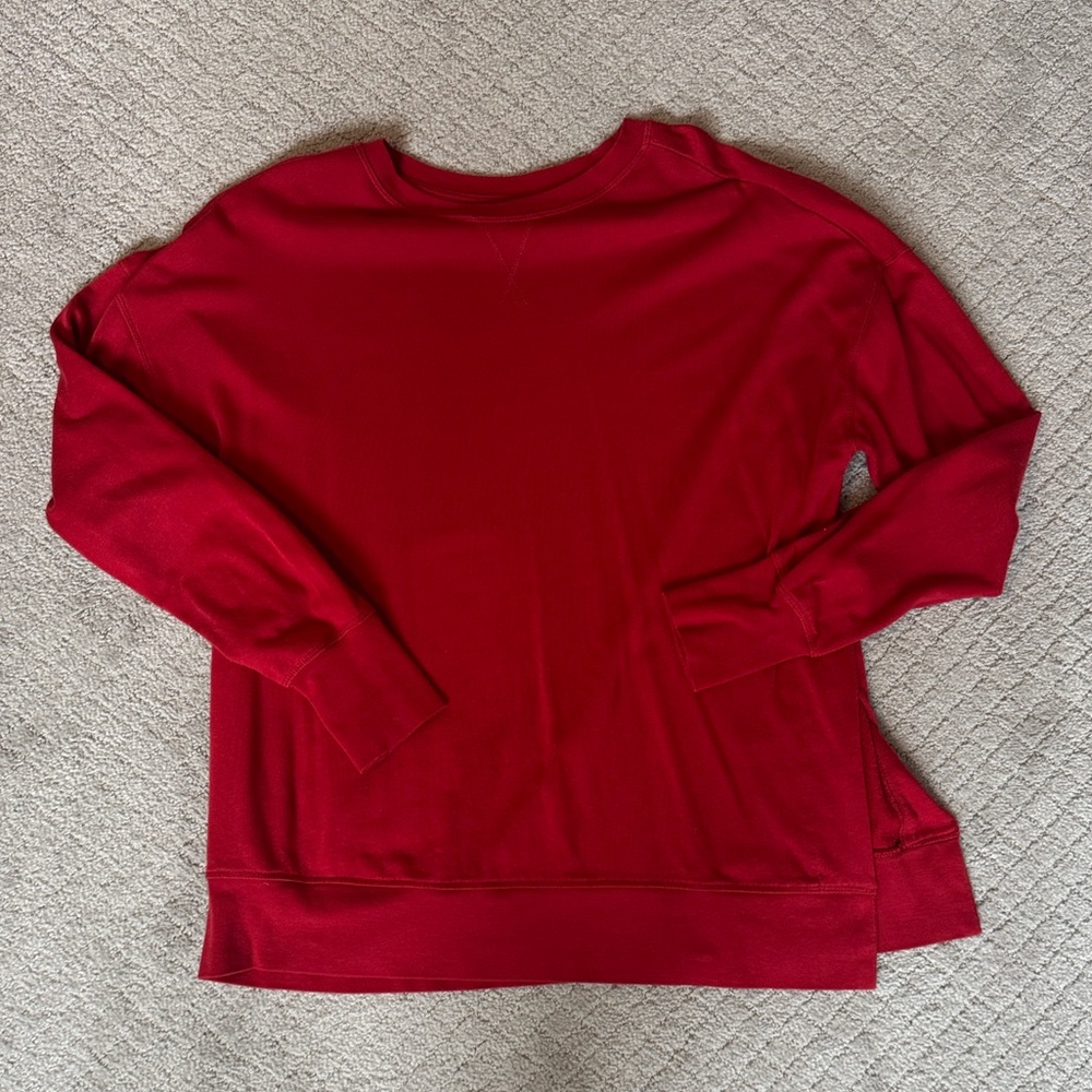 Sweaty Betty Red After Class Split Crew Neck Sweater